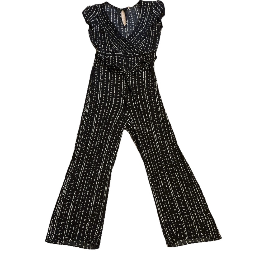 Hem & Thread Babydoll Cap Sleeve V-Neck Wide Leg Whimsigoth Jumpsuit Floral Sz S